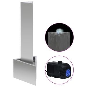 vidaXL Vrtna fontana srebrna 37,7x32,6x110 cm od nehrđajućeg čelika