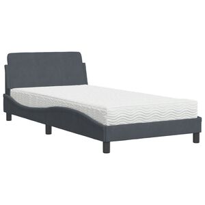vidaXL Krevet s madracem Dover tamnosivi 100x200 cm bar&scaron;unasti
