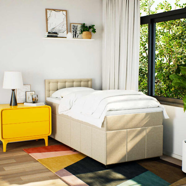 vidaXL Krevet s oprugama i madracem krem 90 x 200 cm od tkanine