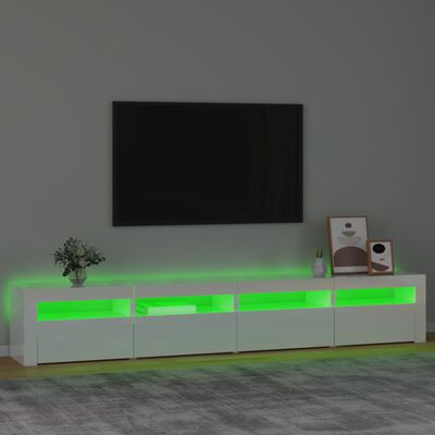 vidaXL TV ormarić s LED svjetlima visoki sjaj bijeli 240x35x40 cm