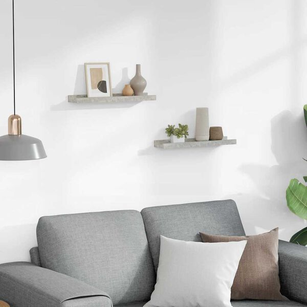 vidaXL Zidne police 2 kom siva boja betona 40 x 9 x 3 cm