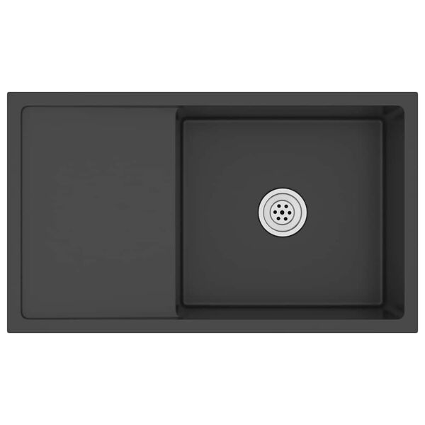 vidaXL Ručno rađeni kuhinjski sudoper crni od nehrđajućeg čelika