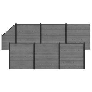 vidaXL Set ograde 1138 x 186 cm WPC i aluminij Siva