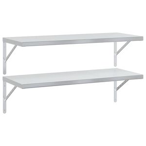 vidaXL Zidne police 2 kom 100 x 40 cm srebrne nehrđajući čelik
