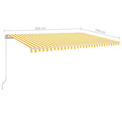 vidaXL Automatska tenda sa senzorom za vjetar LED 5x3,5 m žuto-bijela