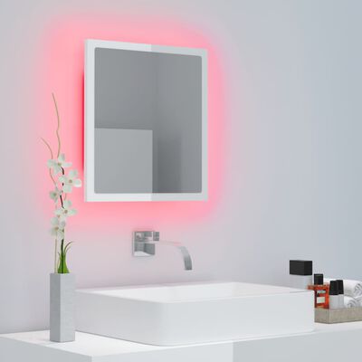 vidaXL LED kupaonsko ogledalo visoki sjaj bijelo 40x8,5x37 cm akrilno