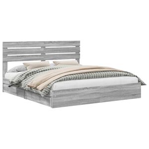 vidaXL Krevet s od storage Siva Sonoma 200 x 200 cm Konstruirano drvo