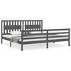 vidaXL Okvir za krevet s uzglavljem sivi 200 x 200 cm od masivnog drva