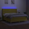 vidaXL Krevet box spring s madracem LED zeleni 180x200 cm od tkanine