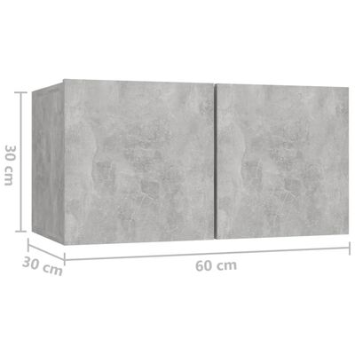 vidaXL Viseći TV ormarići 3 kom siva boja betona 60 x 30 x 30 cm