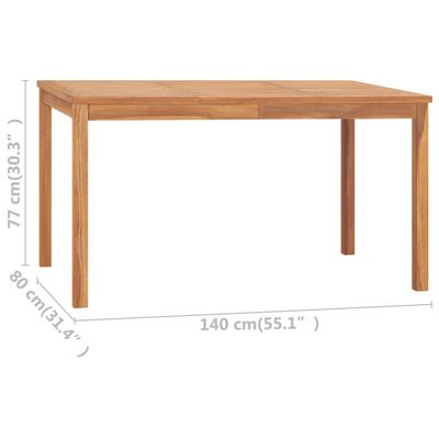 vidaXL Vrtni blagovaonski stol 140 x 80 x 77 cm od masivne tikovine