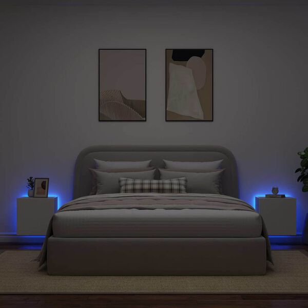 vidaXL Zidni TV ormarići s LED svjetlima 2 kom bijeli 40,5x35x40 cm