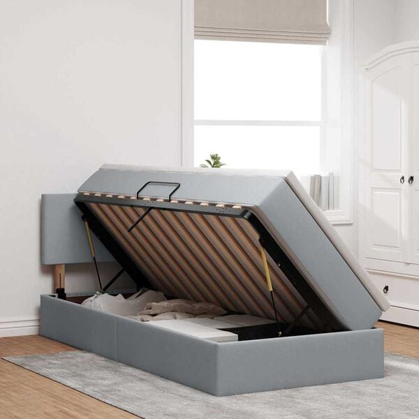 vidaXL Krevet s madracem i skladi&scaron;tem Svijetlo siva 90 x 200 cm