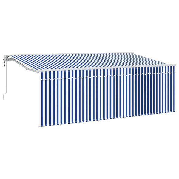 vidaXL Skrovita tenda Plava i bijela 400 x 200 cm Poliester i aluminij