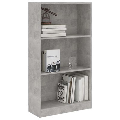 vidaXL Ormarić za knjige s 3 razine boja betona 60x24x109 cm drveni