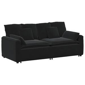 vidaXL Modularna sofa s jastucima crna