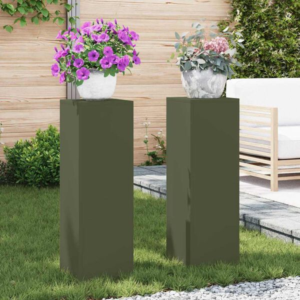 vidaXL Stalak za biljke 2 pcs Maslinovo zelena 24 x 24 x 75 cm Čelik