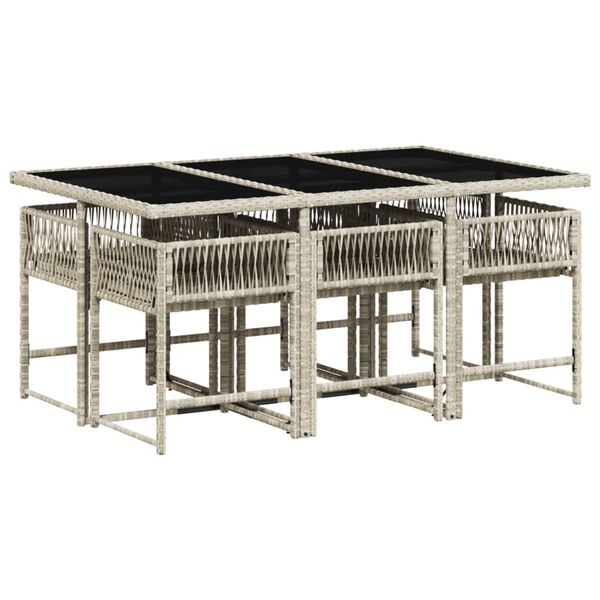 vidaXL 7-dijelni vrtni blagovaonski set od poliratana s jastucima sivi