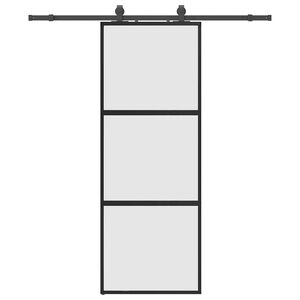 vidaXL Klizna vrata s priborom crna 76 x 205 cm kaljeno staklo