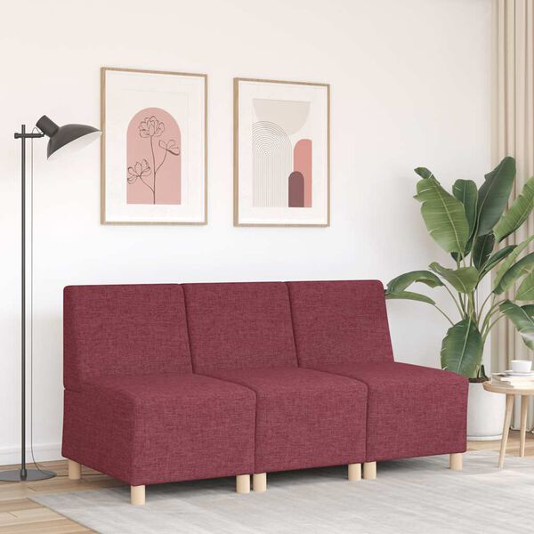 vidaXL Modularna sofa bez naslona za ruke, vino crvena, 55 cm, tkanina