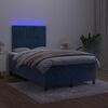 vidaXL Krevet box spring s madracem LED tamnoplavi 120x200 cm bar&scaron;un