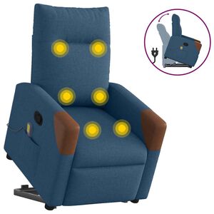 vidaXL Masažni naslonjač na podizanje plavi od tkanine