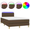 vidaXL Krevet box spring s madracem LED tamnosmeđi 120x200 cm tkanina