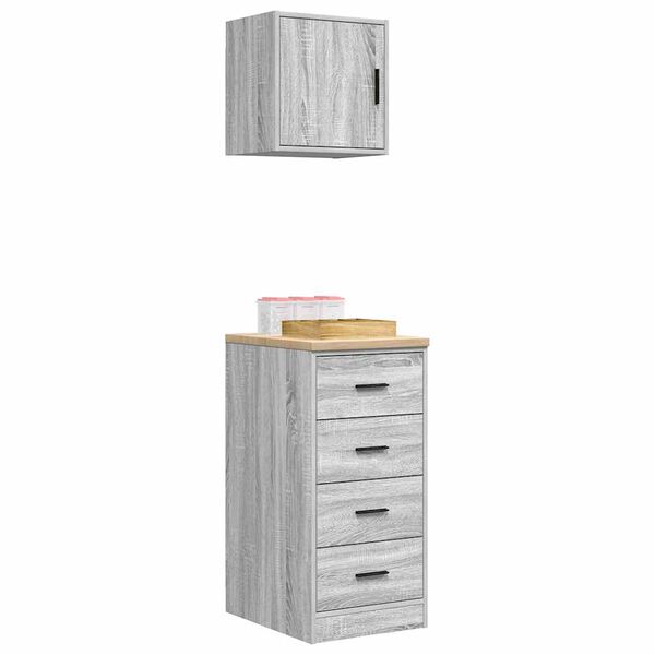 vidaXL Garažni ormarići 2 kom siva boja betona od konstruiranog drva