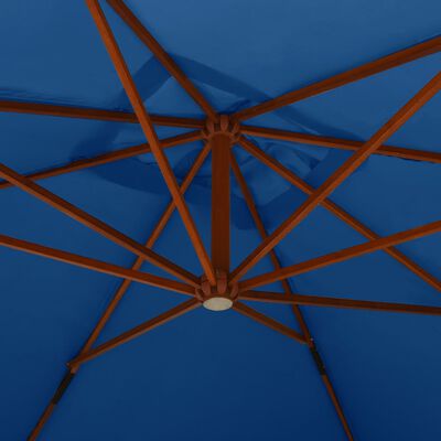 vidaXL Konzolni suncobran s drvenom šipkom 400 x 300 cm azurnoplavi