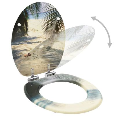 vidaXL Toaletna daska s mekim zatvaranjem MDF s uzorkom plaže