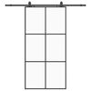 vidaXL Klizna vrata s priborom crna 102 x 205 cm od ESG stakla