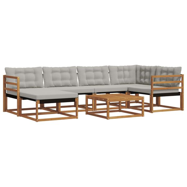 vidaXL Set vanjskih sofa s jastukom 7 pcs Prirodna i svijetlo siva