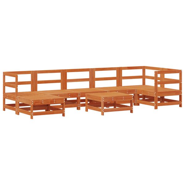 vidaXL Set lounge namje&scaron;taja za vrt 8 pcs Vosak Smeđa Masivna borovina