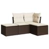 vidaXL 4-dijelni set vrtnih sofa od poliratana s jastucima smeđi