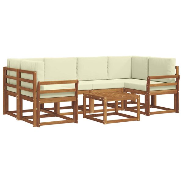 vidaXL Set vanjskih sofa s jastukom 7 pcs Prirodna i krem