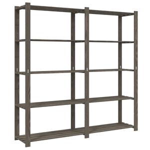 vidaXL Stalak za pohranu 5 razina sivi 170x38x170 cm masivna borovina