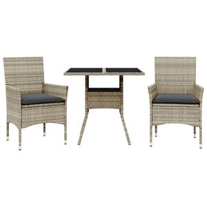 vidaXL 3-dijelni vrtni blagovaonski set s jastucima poliratan i staklo