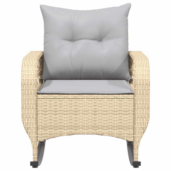 vidaXL Vrtna stolica za ljuljanje s jastucima bež od poliratana