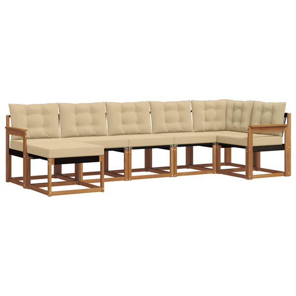 vidaXL Set vanjskih sofa s jastukom 7 pcs Prirodna i bež