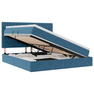 vidaXL Krevet s prostorom za pohranu s LED-om Tamno plava 160 x 200 cm