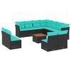 vidaXL 12-dijelni set vrtnih sofa s jastucima poliratan crni
