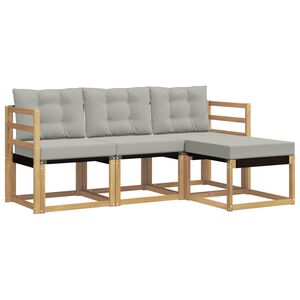 vidaXL Set vanjskih sofa s jastukom 4 pcs Bijela i svjetlosiva