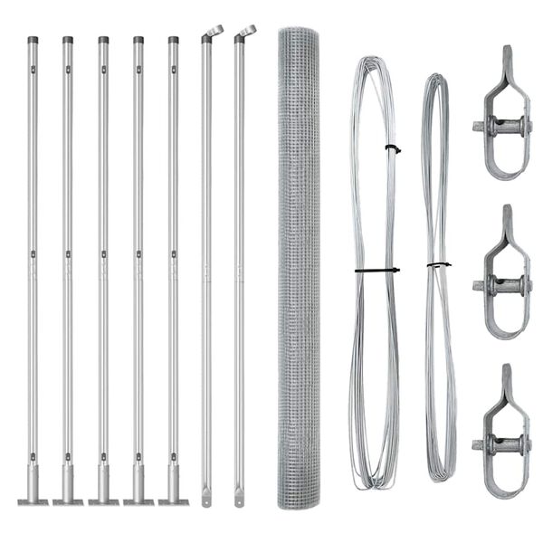 vidaXL Ograda s stupovima Srebrno 1.5 x 10 m Čelik