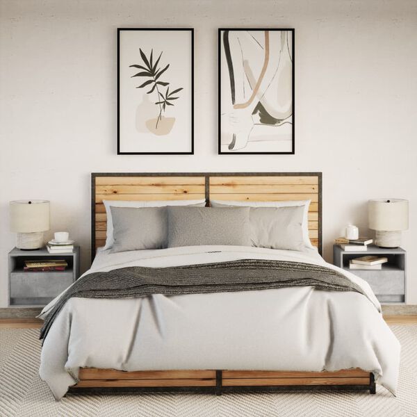 vidaXL Zidni noćni ormarići s LED svjetlima 2 kom siva boja betona