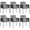 vidaXL Vrtne stolice s jastucima 6 kom crne 54x60,5x83,5 cm poliratan