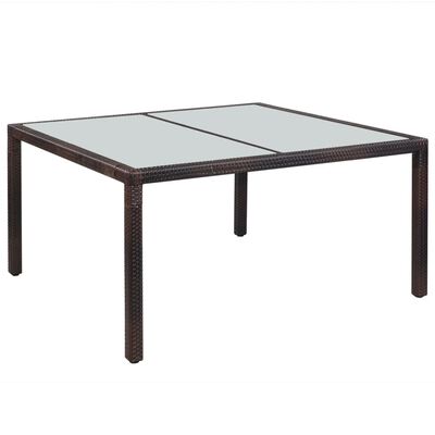 vidaXL Vrtni stol od poliratana i stakla smeđi 150 x 90 x 75 cm