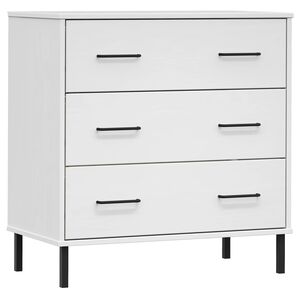 vidaXL Komoda s 3 ladice bijela 77x40x79,5 cm od masivnog drva OSLO