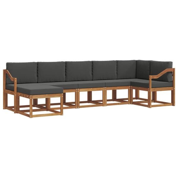 vidaXL Set vanjskih sofa s jastukom 7 pcs Prirodna i antracit