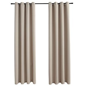 vidaXL Zavjese za zamračivanje s prstenima 2 kom bež 140 x 225 cm