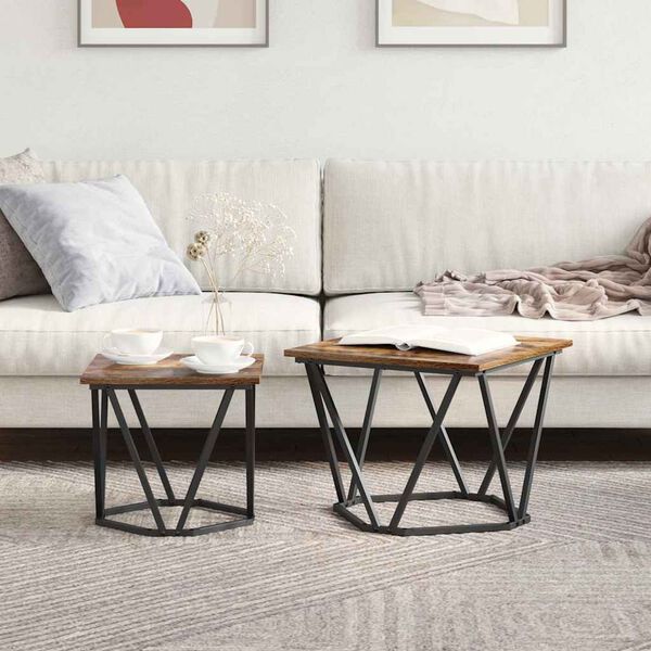 vidaXL Set pomoćnih stolića 2 pcs Dimljeni hrast